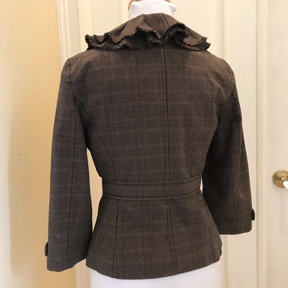 Loft brown tweed ruffle front jacket - Picture 4 of 5